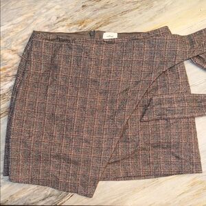 Aritzia Wilfred Cashmere Wool Plaid Skirt with Tie Detail | Size 8